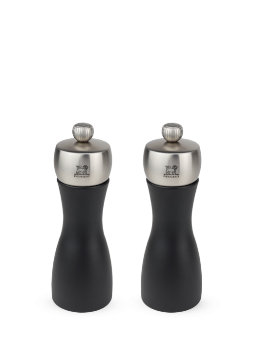 black wooden salt and pepper mills