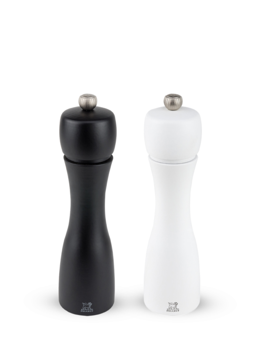 white salt and pepper grinders